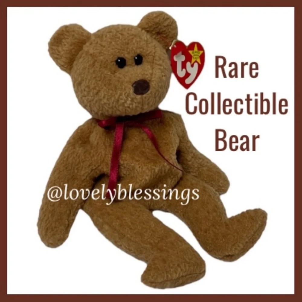Rare Vintage Ty Bear  1996 “ Curly “ Brown Bear Ty Beanie Babies Bear Collection
